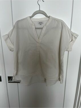 Madewell Split-Neck Linen-Blend Top